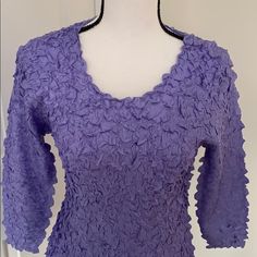 Nwot Gorgeous Popcorn/Bubble Shirt In Lavender. Is Very Stretchy. Never Worn. Smoke Free And Pet Free Home! Purple 3/4 Sleeve Tops For Spring, Purple Textured Knit Crew Neck Top, Bubble Shirt, Magic Purple, Color Purple, Popcorn, New Color, Lavender, Bubbles