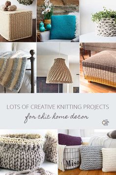 lots of creative knitting projects for home decor