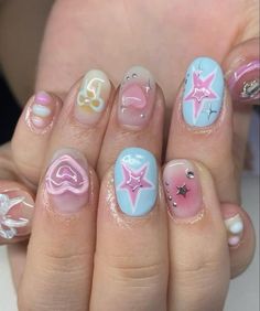 Pink Ribbon Round Nails, Handmade Acrylic Nails Long, Y2K Jelly Nails Press Ons, Cute Press on Nails Acrylic. - Etsy Cute Press On Nails, Acrylic Nails Long, Nails Press Ons, Desain Quilling, Hippie Nails, Christmas Gel Nails, Simple Gel Nails