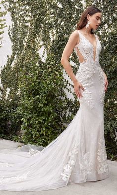 Andrea and Leo - A1072W Lace Applique Mermaid Bridal Gown Boho Bridal Dress, Bridal Gowns Mermaid, Dress Luxury, Wedding Gowns Mermaid, V Neck Wedding Dress, Mermaid Silhouette, Wedding Gowns Lace, Boho Bridal