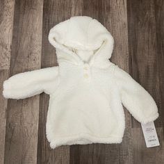 Size 3 Months, Hoodie Only Cute White Hooded Jacket For Fall, Long Sleeve Hoodie For Winter Playtime, Winter Long Sleeve Hoodie For Playtime, Winter Hoodie Sweatshirt For Playtime, Winter Hooded Hoodie For Playtime, Cozy Long Sleeve Hoodie For Playtime, Cozy White Hooded Jacket With Adjustable Hood, Fleece Hoodie For Playtime, Adjustable Hood Hoodie For Playtime In Fall