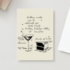 a greeting card with an illustration of a cocktail