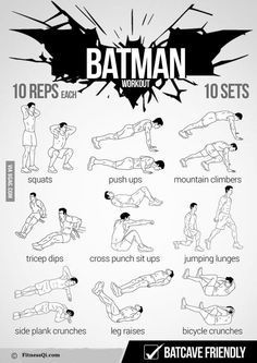 the batman workout poster is shown in black and white