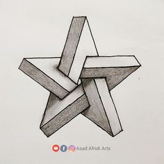 a pencil drawing of a star with four intersecting lines in the shape of a cross