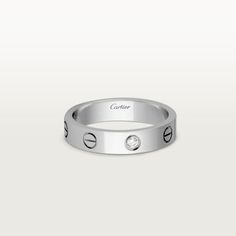 Cartier - Love wedding band, 1 diamond - Ring White gold/Diamond - Love wedding band, 18K white gold, set with 1 brilliant-cut diamond totaling 0.02 carats. Width: 4mm. Cartier Wedding Bands, Cartier Love Wedding Band, Cartier Love Ring, White Gold Wedding Bands, Ring White Gold, White Gold Diamond Rings, Cartier Love, White Gold Band, Love Wedding