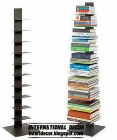 there is a tall book shelf with many books on it and the bottom one has several rows of books