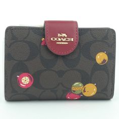 Coach Medium Corner Zip Wallet Nwt. *Please Note: Pattern Placement Will Vary. Gold Tone Hardware Snap Closure 1 Id Slot 7 Card Slots 1 Bill Slots 2 Slip Pockets Zip Close Pocket Leather Printed Coated Canvas Im/Brown Black Multi Style C7414 Price Firm. Approximate Measurements: 5"L X 3.5"H X 0.5"D. Please View Our Other Coach Items For Sale. Coach Brown Coin Purse With Interior Card Slots, Brown Coach Coin Purse With Interior Card Slots, Leather Phone Case Wallet, Color Block Coats, Gold Wallet, Canvas Wallet, Browning Logo, Coach Poppy, Coach Logo