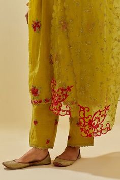 Yellow anarkali featuring floral silk applique clustered motifs embellished with sequins. Comes with embellished pant, scalloped hem dupatta and inner slip. - Aza Fashions Festive Yellow Churidar With Floral Embroidery, Festive Embroidered Ankle-length Kurta, Festive Yellow Floral Embroidered Churidar, Bollywood Style Embroidered Ankle-length Salwar Kameez, Ankle-length Chikankari Embroidery Dupatta For Eid, Festive Ankle-length Salwar Kameez With Resham Embroidery, Eid Ankle-length Chikankari Embroidered Dupatta, Festive Ankle-length Embroidered Salwar Kameez, Festivals Floral Embroidered Slub Silk Churidar