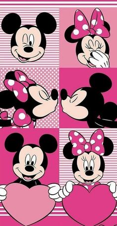 mickey and minnie mouse with hearts