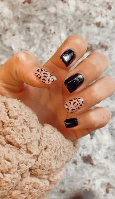 Leopard Print Nails Black, Black Cheetah Print Nails, Mommy And Me Nails, Heat Nails, Opi Neutral, Pedi Inspiration, Irish Nails, Latest Nails, Nail Art Acrylic