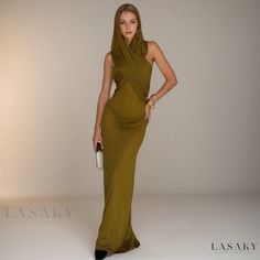 Lasaky - Seductive Long Dress with Cross-Back Design Sheer Mesh Dress, Maxi Bodycon Dress, Tulle Maxi Dress, Green Maxi, Mode Chic, Soft Tulle, Stunning Gowns, Looks Street Style, Elegantes Outfit