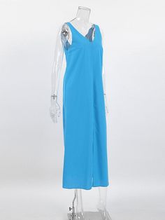 Washing instructions: Hand Wash Composition: Cotton Designer Style ID: FP09786867 Chic Blue Sleeveless Dress For Beach, Chic Blue Sleeveless Dress For The Beach, Blue V-neck Sleeveless Summer Dress, Blue Sleeveless Dress For Vacation, Chic Blue Sleeveless Pleated Dress, Chic Blue Sleeveless Maxi Dress, Blue V-neck Sleeveless Dress For Spring, Summer Sleeveless Blue Maxi Dress, Blue Sleeveless Summer Maxi Dress