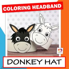 a donkey and horse paper craft with the words coloring headband on it's face