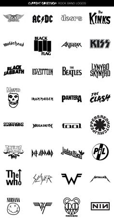 many different logos are shown in black and white