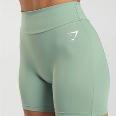 Brand New, Never Worn. Gymshark Power Original Tight Shorts. Scrunch Bum. Desert Sage Green. Purple Bike, Gymshark Shorts, Gymshark Workout, Summer Yoga, Desert Sage, Gymshark Women, Gym Clothing, Ribbed Shorts, Compression Shorts