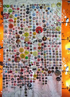 a wall covered in lots of different types of buttons