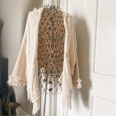 Cream Fringe Cardigan Condition: Nwt Color: Cream/Ivory Size: M/L - Slightly Oversized (Did Fit Me As An Xl) Brand: En Crme Details: Subtle Metallic Thread Throughout. *Pet Friendly (Hypoallergenic Dog) Home. Was A Smoke Friendly Home & Is Now A Non-Smoking Home. Belongs To A Non-Smoker And Always Stored In A Non-Smoking Room.* Hypoallergenic Dogs, Dog Home, Fringe Cardigan, Metallic Thread, Cream White, Pet Friendly, Sweaters & Cardigans, Sweaters For Women, Thread