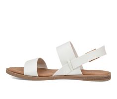 Refresh your closet with the beautiful Lavine sandal by Journee Collection. This classic sandal features a thick two strap design with a cushioned insole for those all-day summer activities. This sandal also showcases a flexible outsole, and the gold buckle completes the design. Faux leather upper,Adjustable buckle closure for a custom and secure fit,Approx. 1/2 inch heel,Open toe,Cushioned footbed for added comfort,Flexible rubber outsole | Women's Journee Collection Lavine Sandals in White Siz Strap Sandals Flat, Sandals Flat, Shoe Carnival, 2 Inch Heels, Womens Sandals Flat, Strap Design, Journee Collection, Summer Activities, Strap Sandals