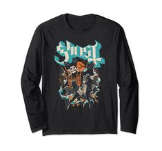 a black shirt with an image of ghost on it