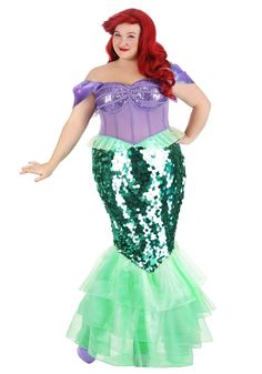 PRICES MAY VARY. Organza Immerse yourself in the enchanting world of Disney with this premium mermaid costume, designed to replicate Ariel's iconic look from The Little Mermaid. This little mermaid costume is more than just an outfit; it's a ticket to relive your favorite movie scenes and embody the spirit of the beloved Ariel. This meticulously crafted Ariel costume for women mirrors Ariel's signature mermaid appearance from the animated film. Every color and design detail has been thoughtfully Disney Costumes For Girls, Ariel Dress Costume, Disney Ariel Costume, Sofia Mermaid, Ariel Costume, Ariel Costumes, Ariel Cosplay, Mermaid Cosplay, Plus Size Disney