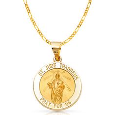 Top Rated 14K Yellow Gold St. Jude Thaddeus Charm Pendant &3.1mm Figaro 3+1 Chain Necklace, Fashion Jewelry St Jude Thaddeus, Gold Chain With Pendant, St Jude, Necklace Fashion, Top Rated, Amazing Jewelry, Charm Pendant, Gold Chains, Jewelry Watches