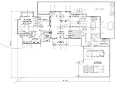 the floor plan for a home with two car garages and living room, as well as