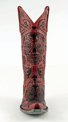 Sugar skulls for a Valentine's Day gift! Luxury Hand Tooled Fitted Cowboy Boots, Luxury Fitted Knee-high Cowboy Boots, Western High Heel Knee-high Boots, Luxury Western Snip Toe Knee-high Boots, Denim And Pearls, Cheap Western Knee-high Cowboy Boots, Biker Chic, Skull Fashion