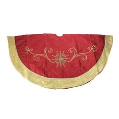 a red and gold cloth with an ornate design