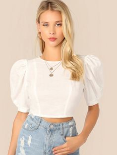 Don Pedro, Strappy Crop Top, Sewing Diy, Crop Top Outfits, Cropped Tops, Puffy Sleeves, Crop Top Blouse, Mode Inspiration, Looks Vintage