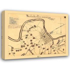 an old map of the city of charlotte, north carolina canvas wall art print on wood