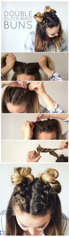 Dutch Braid Bun, Braided Buns, Double Buns, Hair Upstyles, Beautiful Hairstyles, Festival Hair, Hair Design