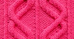 close up view of pink knitted fabric with diamond shaped design on the front and sides