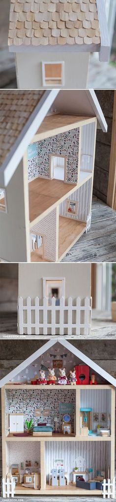 this doll house is made out of cardboard