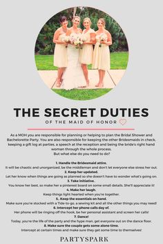 the secret duties of the maid of honn poster for brides and groomsmen