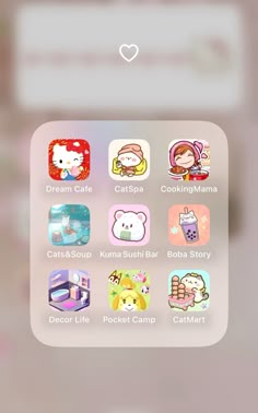 an iphone screen showing the icons for different things in the app, including cats and kittens