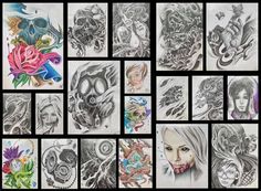 many different tattoos are shown in this image