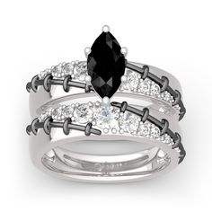 a black and white diamond ring set