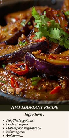 an advertisement for thai eggplant recipe