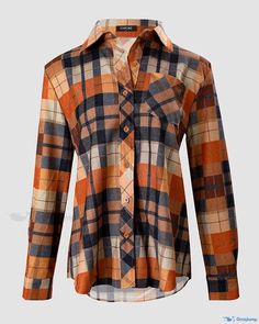 OrcaJump - Classic Plaid Patterned Long Sleeve Button Down Shirt Plaid Decor, Plaid Pattern, Women's Plaid Shirt, Sleeve Styles, Button Downs, Button Down Shirt, Plaid, Sleeve Length, Turn Ons