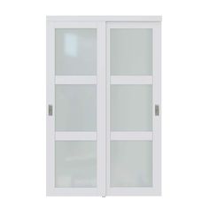 a white door with glass panels on the front and side doors, both closed up