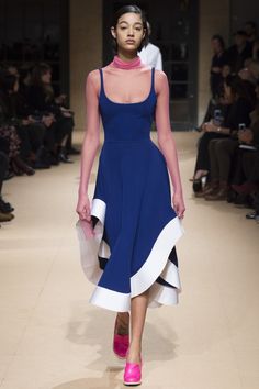 Esteban Cortazar Fall 2016 Ready-to-Wear Fashion Show Wall Photo, 가을 패션, 2016 Fashion, Fall 2016, Blue Dress, Paris Fashion