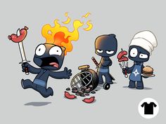 Ninja BBQ for $15 Day Of The Shirt, Fire Drawing, Minimal Drawings, Character Design Sketches, Composition Photography, Cartoon Memes, Summertime Fun, Old Cartoons, Cartoon Character Design