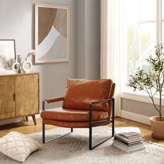 a living room filled with furniture and a potted plant