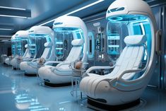 Capsule of immortality, modern medical technology, station equipped with treatment beds. Sci fi futuristic interior stock photography Sci Fi Hospital, Sci Fi Apartment, Futuristic Architecture Interior, Futuristic Device, Futuristic Hospital, Futuristic Lab, Futuristic Decor, Technology Future