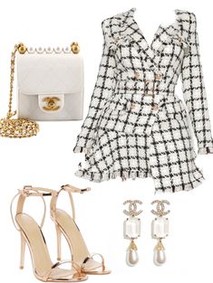 Chic Chanel Outfit, Chanel Classy Outfit, Expensive Designer Outfits, Luxury Fashion Outfits Polyvore, Chanel Ambassador Outfit, Cute Rich Outfits, Chanel Elegant Dress, Designer Outfits Aesthetic, Chanel Inspo Outfit