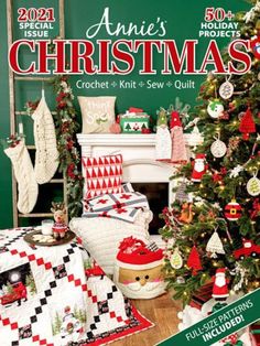 the cover of annie's christmas crochet and sew quilts magazine