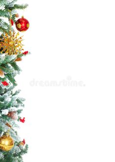 a christmas tree with ornaments on it and white background royalty photo - illustration stock image