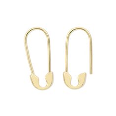 This comfortable yet chic earring is sure to become your new favorite. Each Gold Safety Pin Earring  is solid 14k yellow gold and measures 2/3".  If you're looking for a little sparkle check out our Pavé Safety Pin Earring. In stock and ready to ship within 3 business days.   Sold as single earring Details Solid 14k go