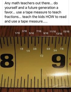 a measuring tape with the number nine on it and an image of a ruler that says,