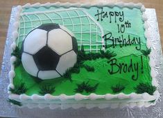 a birthday cake with a soccer ball on it